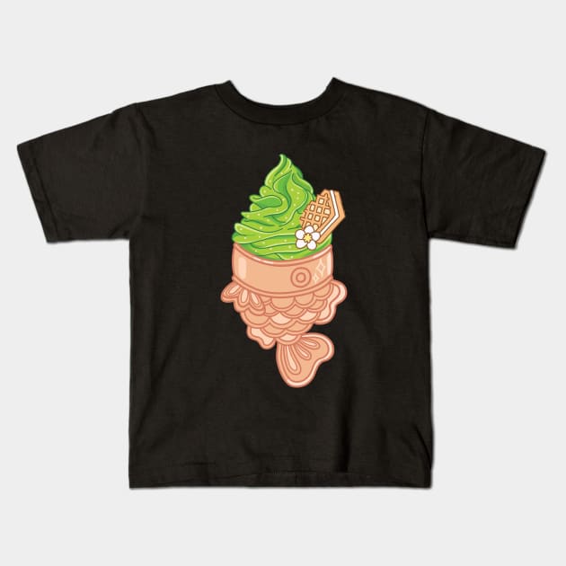 Cute Taiyaki Ice Cream Kids T-Shirt by SuperrSunday